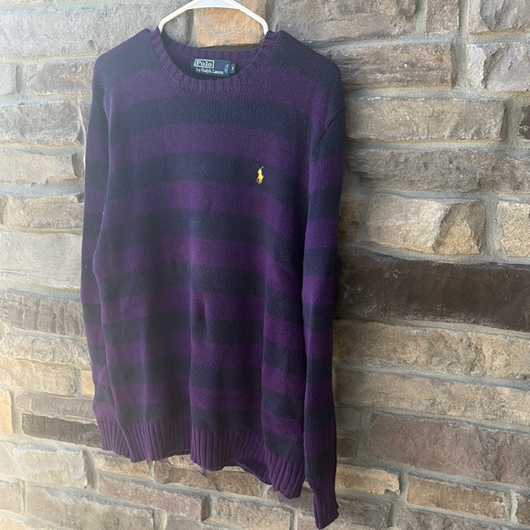 Polo by Ralph Lauren Men's Sweater in Purple and Black Stripes - Picture 1 of 1